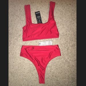Red high waisted bikini size S